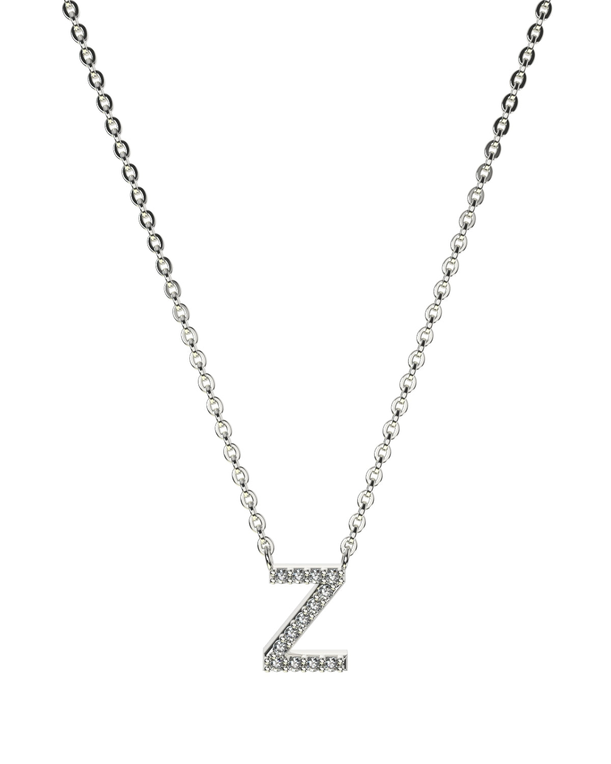 Collier Lettres en Diamant et Or Blanc