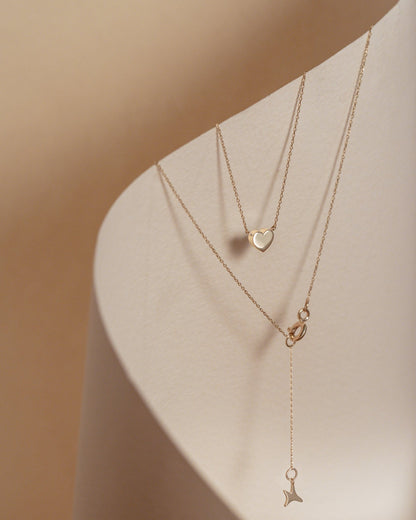 Yellow gold Pearl heart necklace