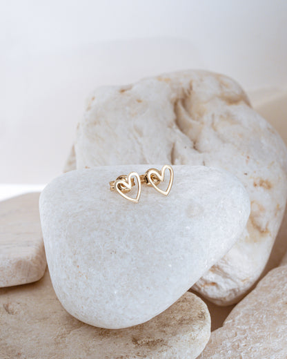 Yellow gold Open Heart earrings