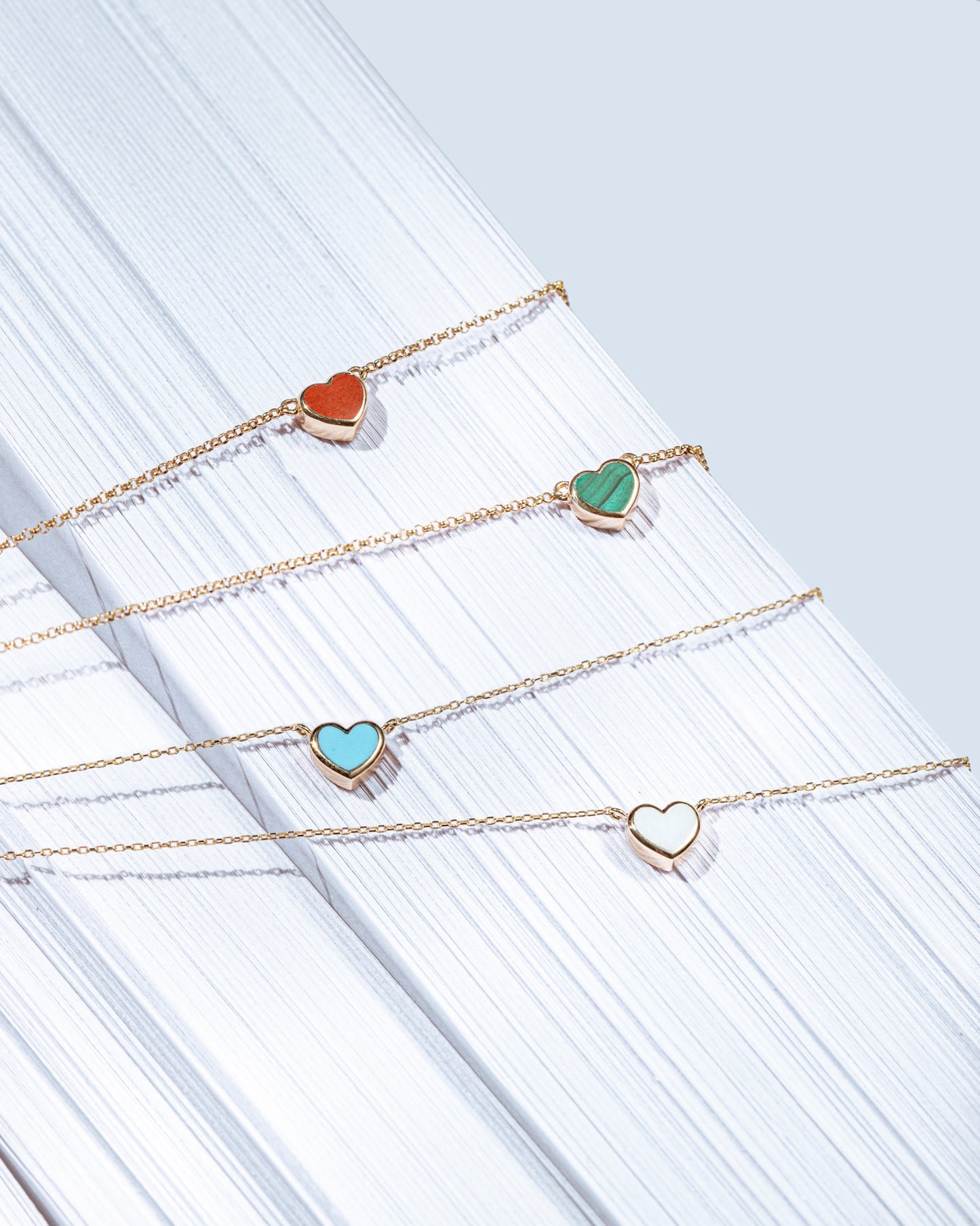 Yellow gold Turquoise heart necklace