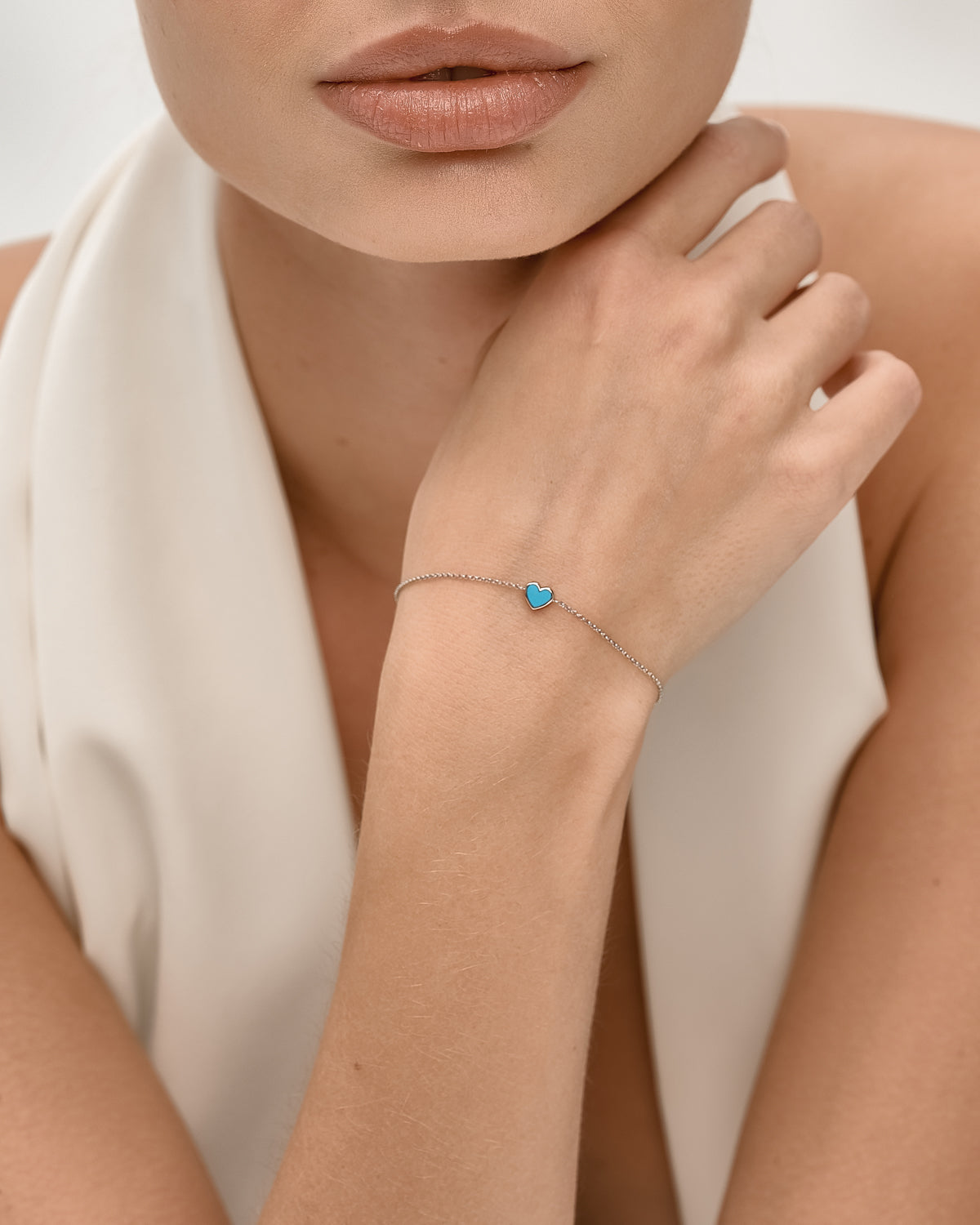 White gold Turquoise heart bracelet