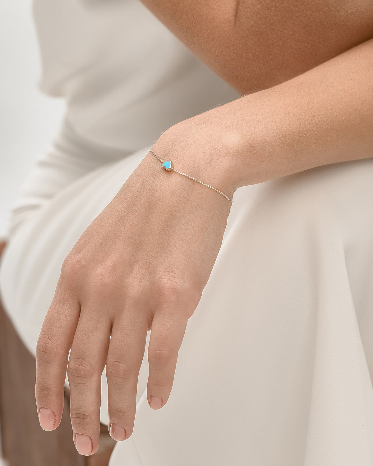 White gold Turquoise heart bracelet